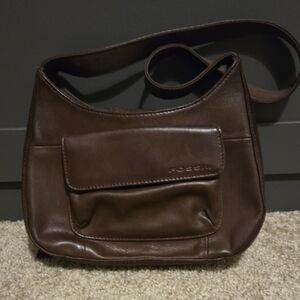 Fossil Dark Brown Leather Messenger Crossbody